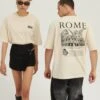 YOURTURN Rome Tee Unisex - T-Shirt Print - Mottled Light Brown -Kleding Discountwinkel 07017d2cd401401ea70ed2bd25c35478