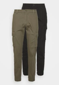 Pier One 2 Pack - Cargobroek - Olive/Black -Kleding Discountwinkel 07d111b72b7b4304bcd405fc18ad6beb