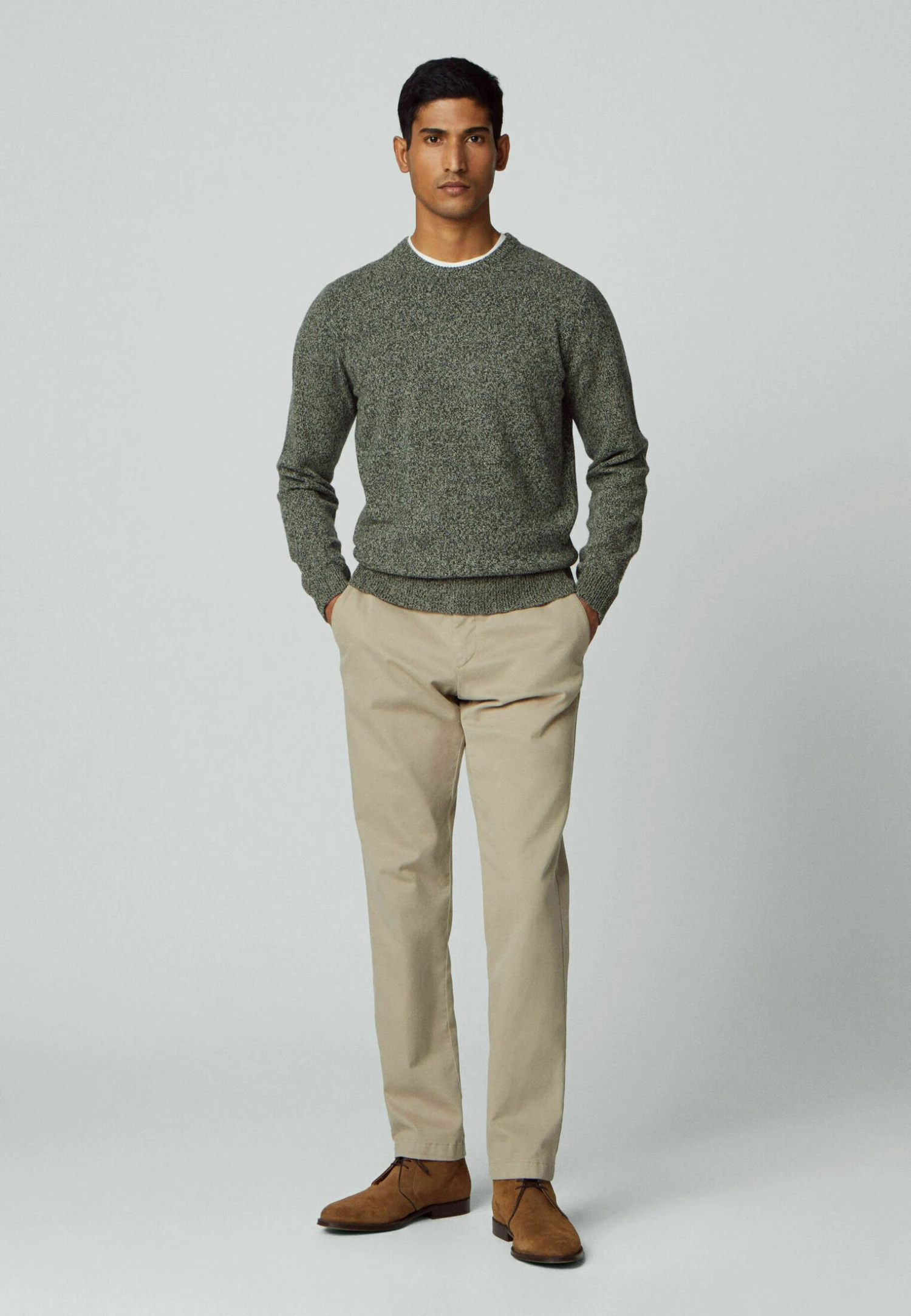 Hackett London Lw Mouline Crew - Trui - Green Taupe 4 Hackett London Lw Mouline Crew - Trui - Green Taupe - Afbeelding 2