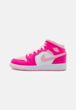 Air Jordan 1 Mid Unisex - Sneakers Hoog - White/Medium Soft Pink/Fierce Pink