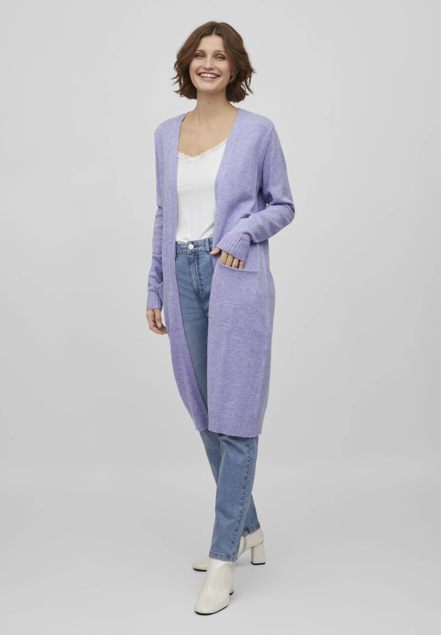 Vila Viril Long Cardigan - Vest - Sweet Lavender 4 Vila Viril Long Cardigan - Vest - Sweet Lavender - Afbeelding 2