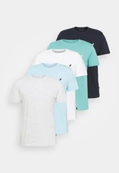Pier One 5 Pack - T-Shirt Basic - Light Grey - 101_White - 001_Green - 602 -Kleding Discountwinkel 3fe4ededb7e446c69186309619c33f40
