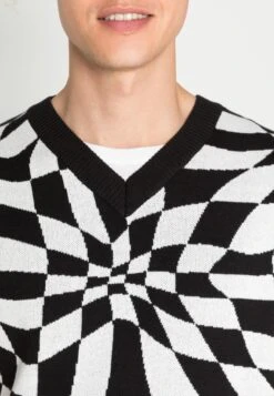 YOURTURN Distorted Check Vest Unisex - Trui - Black/White -Kleding Discountwinkel 7dcb994c98d14ce7a38fa74356cb62c7