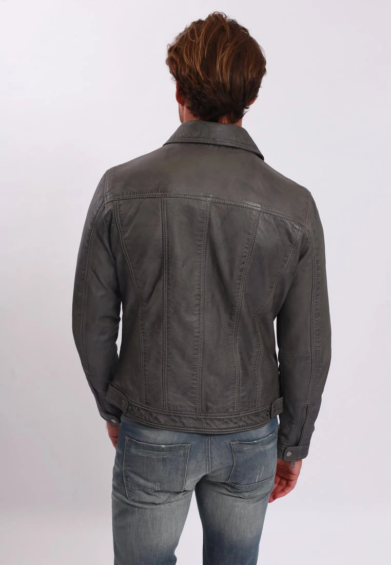 Lee Cooper Leren Jas - Vintage Grey 5 Lee Cooper Leren Jas - Vintage Grey - Afbeelding 3