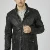Bugatti Mit Abdeckleiste Und Stehkragen - Leren Jas - Schwarz -Kleding Discountwinkel 9dddb08e740947e8b4a9aac3e3945e60
