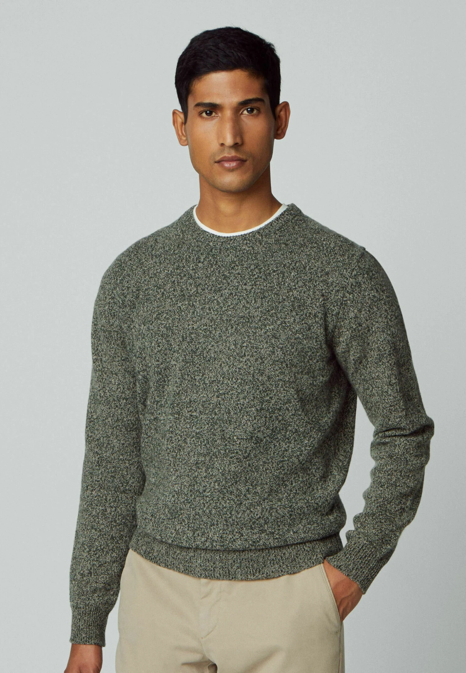 Hackett London Lw Mouline Crew - Trui - Green Taupe 3 Hackett London Lw Mouline Crew - Trui - Green Taupe