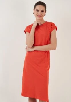 LELA Short Sleeve Midi - Jurk - Brick Red 9 LELA Short Sleeve Midi - Jurk - Brick Red -Kleding Discountwinkel a104e0761a2f48eab030ed8cc7355f59