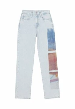 Calvin Klein Jeans High Rise Printed - Straight Leg Jeans - Denim Light -Kleding Discountwinkel ad870a5e0fb74ccb939a55f3907abe59