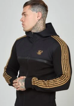SikSilk Tape Zip Thru - Sweater Met Rits - Black -Kleding Discountwinkel b656c7248d824df2be13c7eaff4d3cfd