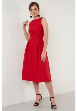 LELA Crew Neck Pleated Midi - Cocktailjurk - Red -Kleding Discountwinkel b713158cf688442d848dcd8d0c5ad3da