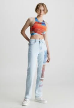 Calvin Klein Jeans High Rise Printed - Straight Leg Jeans - Denim Light -Kleding Discountwinkel c53fdbe435194f979cd9e67c93dae2fd