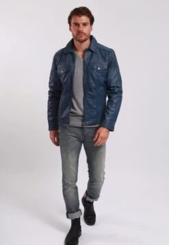 Lee Cooper Leren Jas - Vintage Blue -Kleding Discountwinkel e10b0e2cc2bc417e96655abe315ea9cb