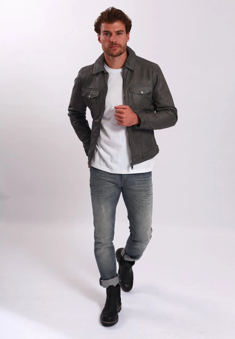 Lee Cooper Leren Jas - Vintage Grey 4 Lee Cooper Leren Jas - Vintage Grey - Afbeelding 2